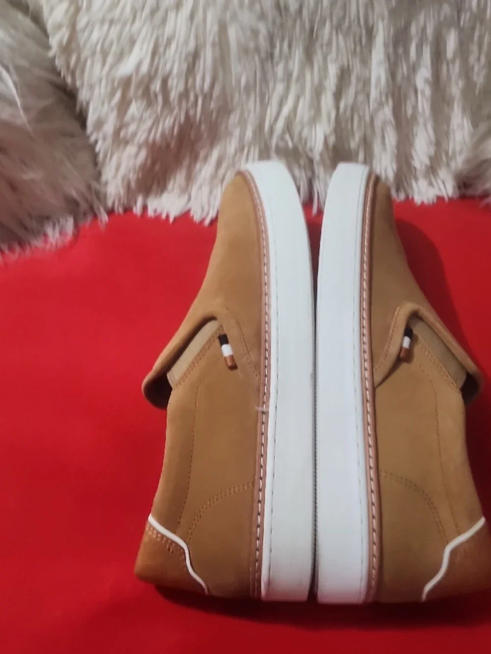 Allen Edmonds Alpha Tan Suede Slip-On Sneakers with White Sole
